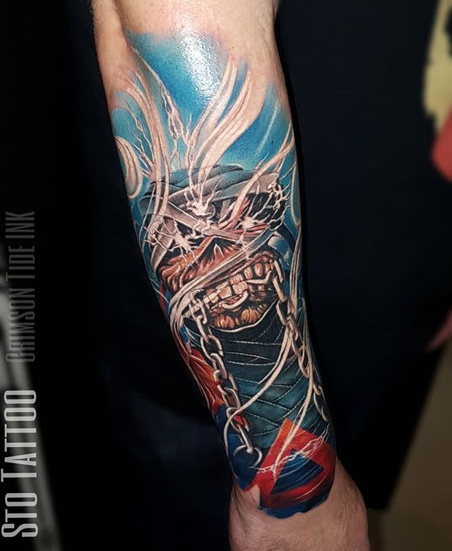 Killer piece of Eddie, Iron Maiden Color tattoo, arm tattoo, tattoos for  men London To book your tattoo with us: www.tattooinlondon.com Crimson Tide  INK • Tooting (@crimsontideink) •