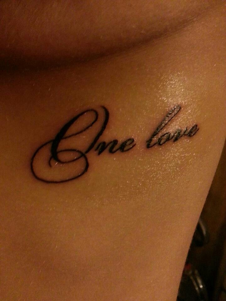My One Love tatt under the left breast