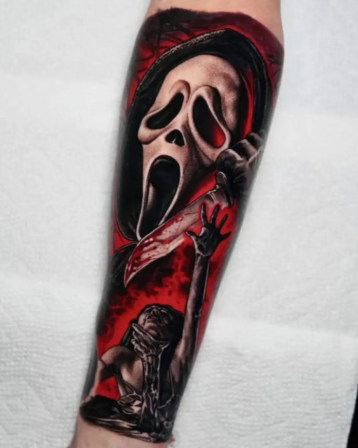 The Amazing Ghost Tattoo For Leg Scream Tattoos: 140 Scream Tattoo Trends-  Scare Up Your Ink Game