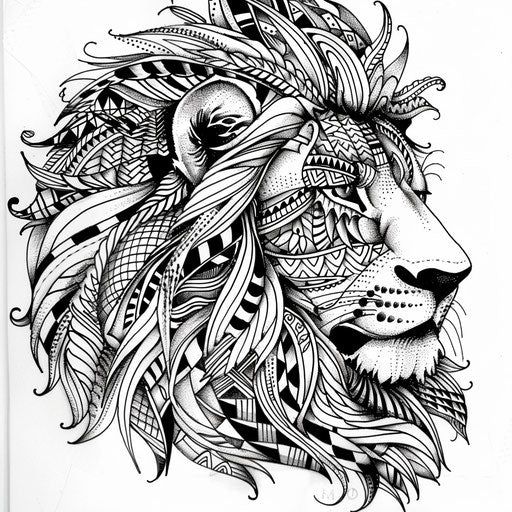 Zen tangle inspired tattoo sketch of the Lion of Judah