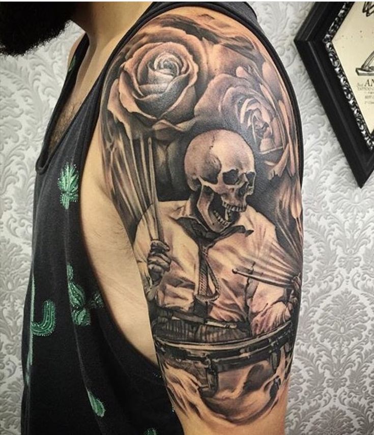 Skull drum tattoo