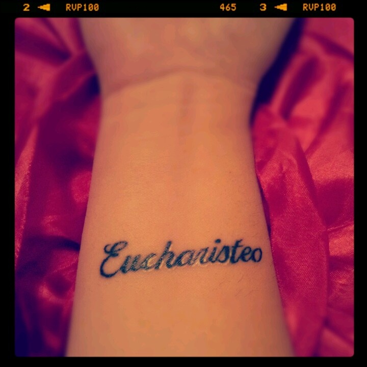 Eucharisteo" Greek word for Thanksgiving. Root words are Grace and Joy.  Thanks sandwiched by Grace and Joy...Yes, please! =)
