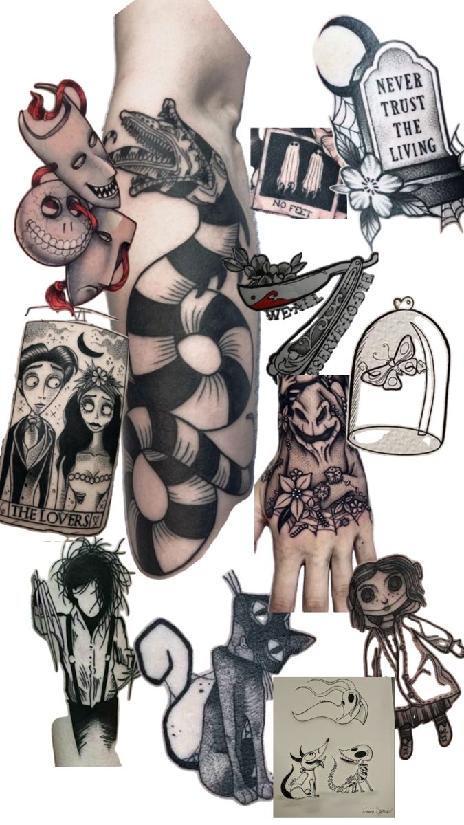 Tim Burton Sleeve in 2025 | Tim burton tattoo, Best friend tattoos, Arm  cover up tattoos