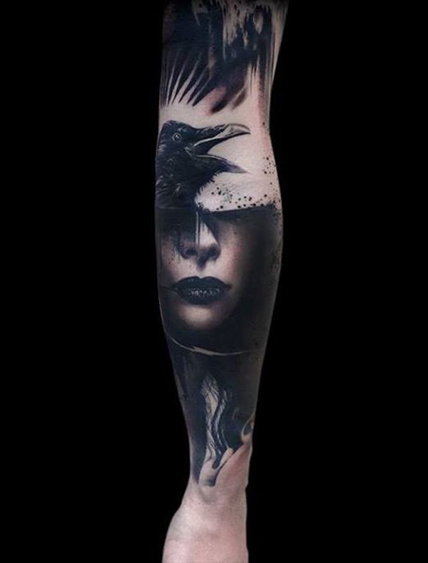 60+ Mysterious Raven Tattoos | Art and Design