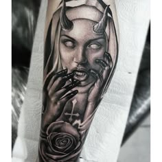 Discover 15 Scary Tattoos and Nun Face Tattoo Ideas | tattoo crane, how to draw morticia addams, arm pieces tattoo and more