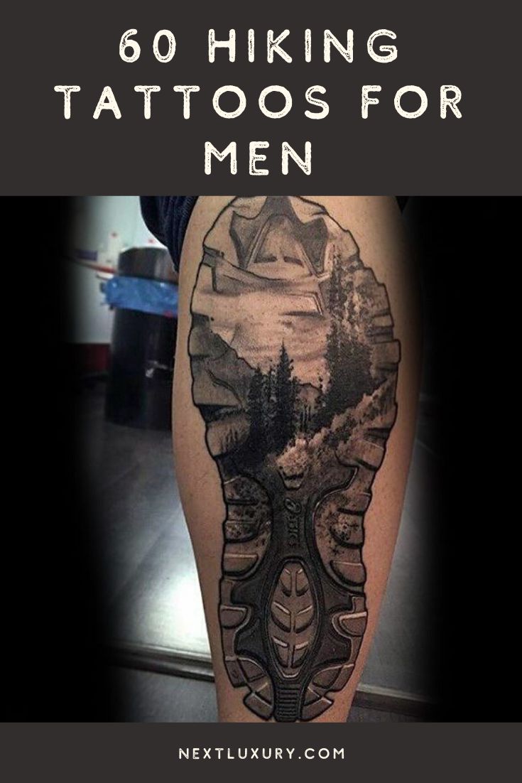60 Hiking Tattoos For Men - Outdoor Trek Design Ideas
