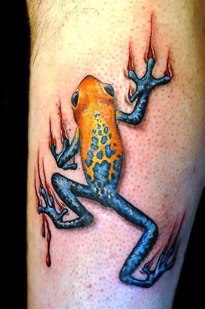 3D Climbing Frog Tattoo Idea