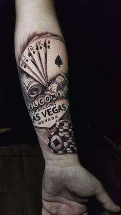 Discover 22 Vegas Tattoo and Casino Tattoo Design Ideas | playing cards forearm tattoo, dice tattoo, poker tattoo and more