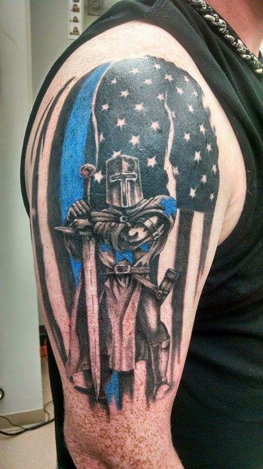 Warrior in blue tattoo
