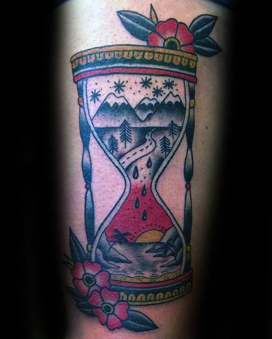 50 Traditional Hourglass Tattoo Designs for Men