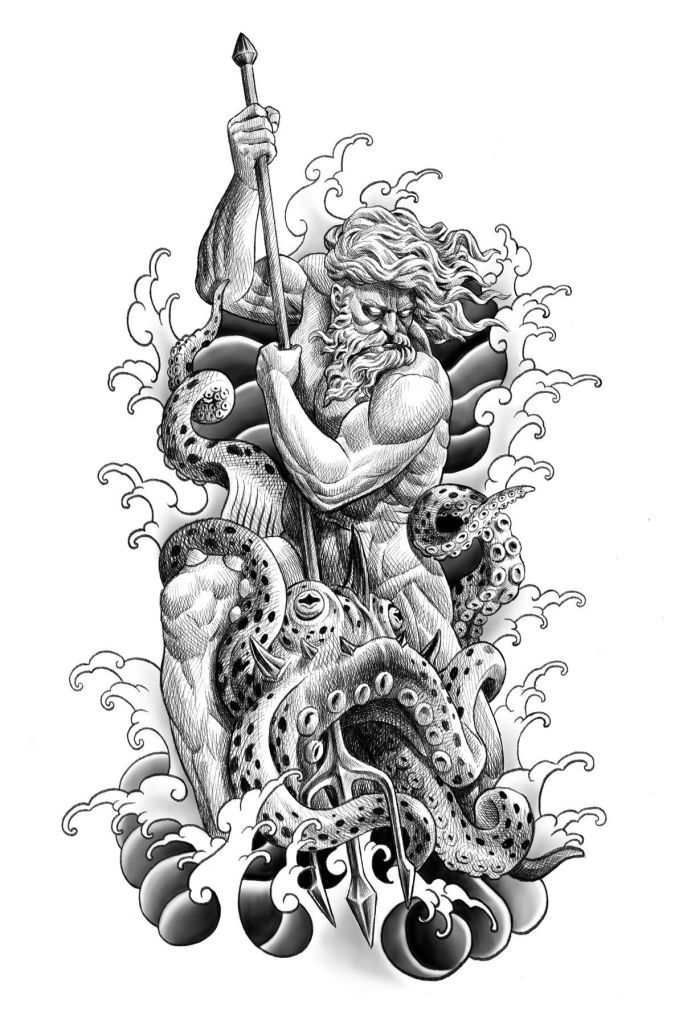 210+ Amazing Poseidon Tattoo Designs with Meanings (2024) Greek Gods Ink