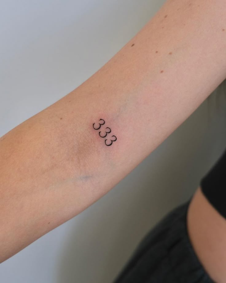 333' Angel Number Tattoo on the Inner Elbow: Angel's Message