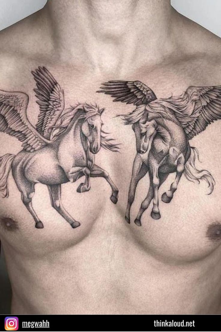 Pegasus chest tattoo