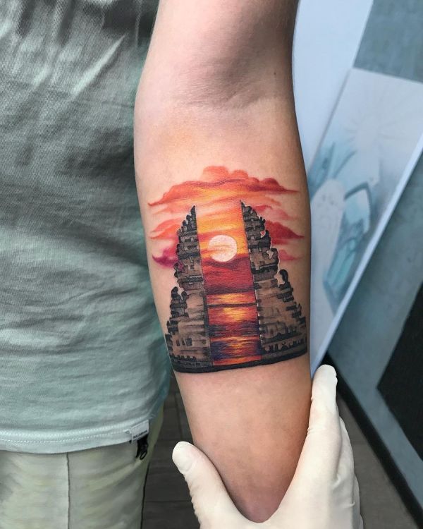 Sunset in Bali Tattoo by tattooist Anna Zelenska - Tattoogrid.net