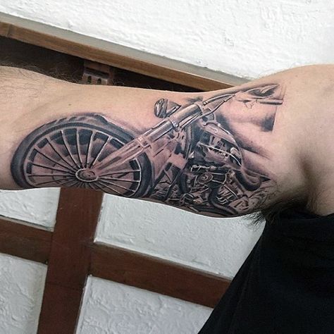 90 Harley Davidson Tattoos For Men - Manly Motorcycle Designs